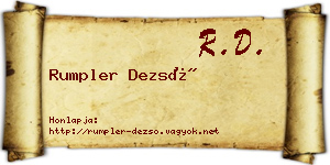 Rumpler Dezső névjegykártya